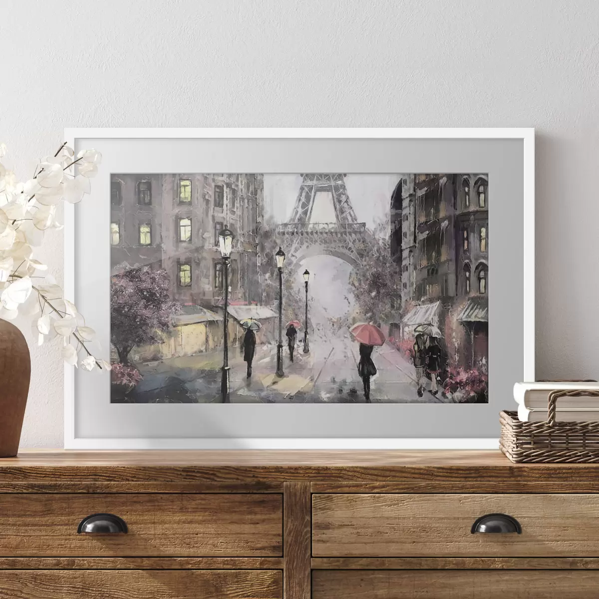 Poster Peinture à l'huile donnant sur une rue de Paris f33719