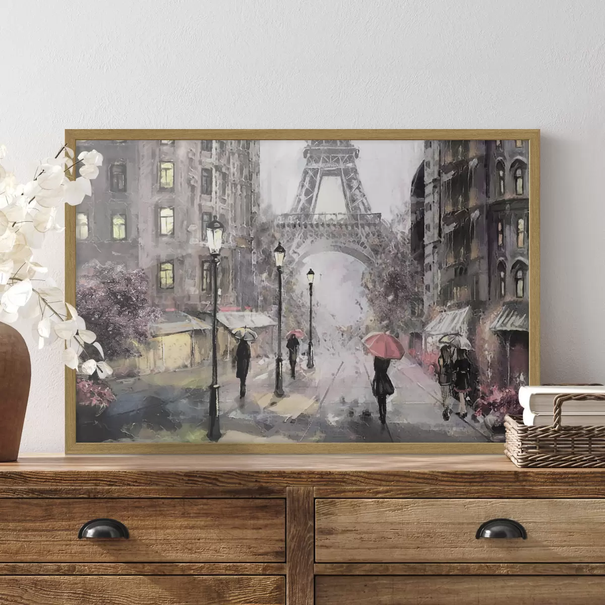 Poster Peinture à l'huile donnant sur une rue de Paris f33719
