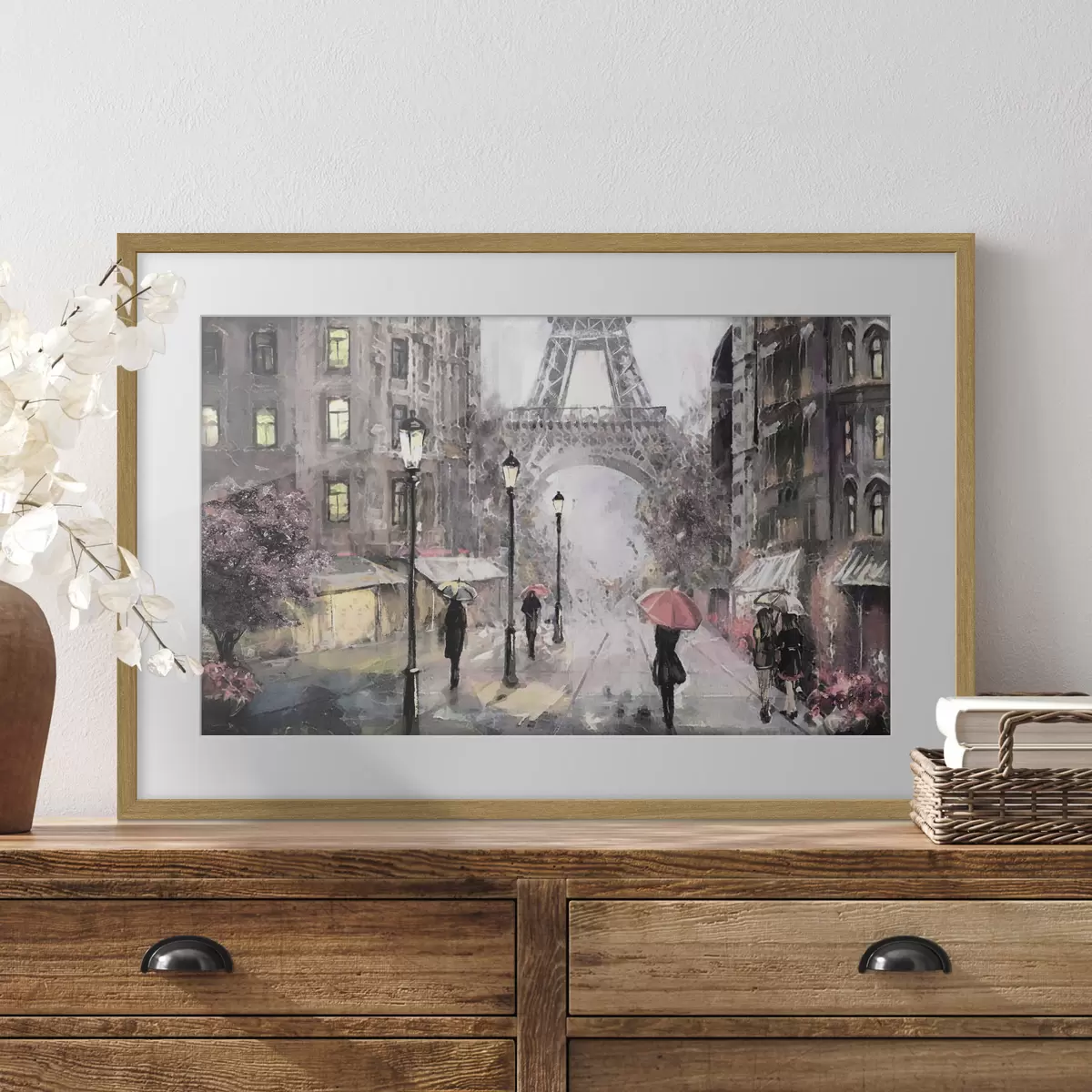 Poster Peinture à l'huile donnant sur une rue de Paris f33719