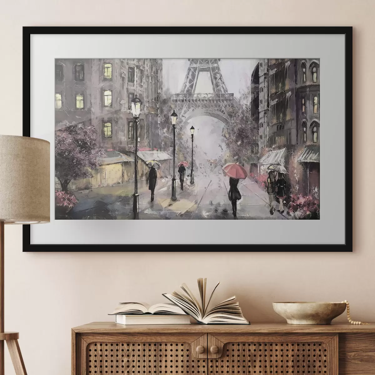Poster Peinture à l'huile donnant sur une rue de Paris f33719