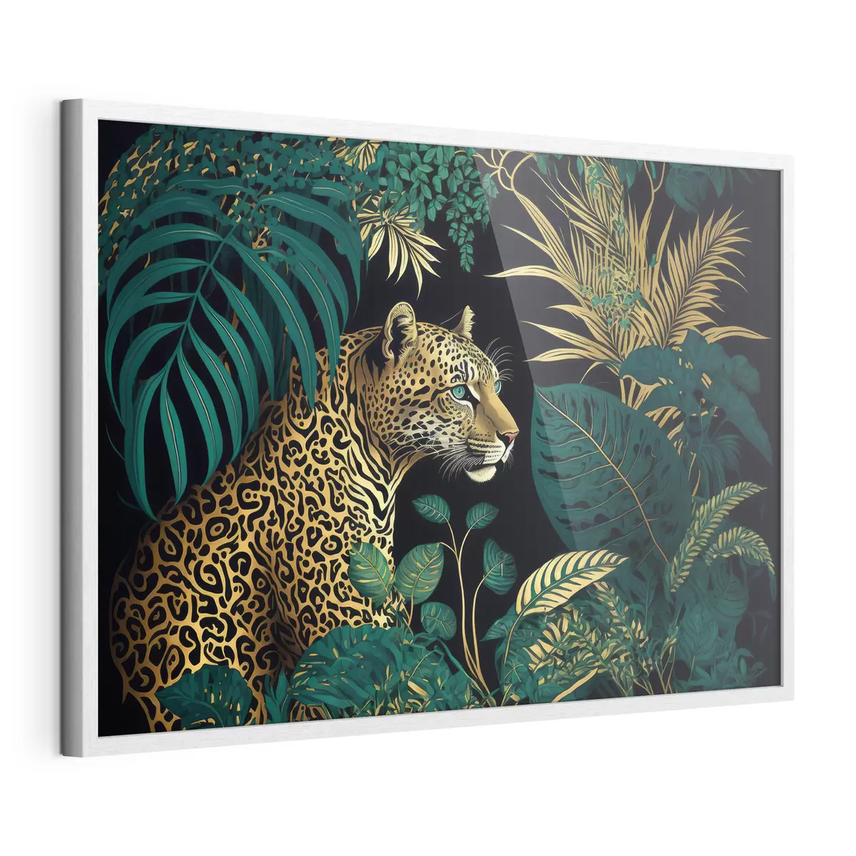 Poster Léopard aux yeux verts dans un maquis tropical f33932
