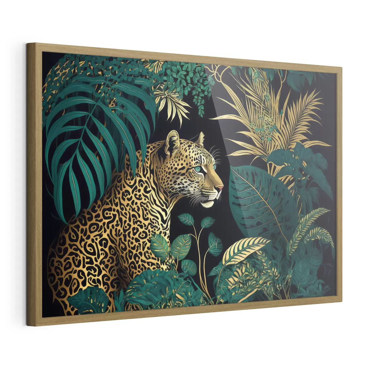 Poster Léopard aux yeux verts dans un maquis tropical f33932