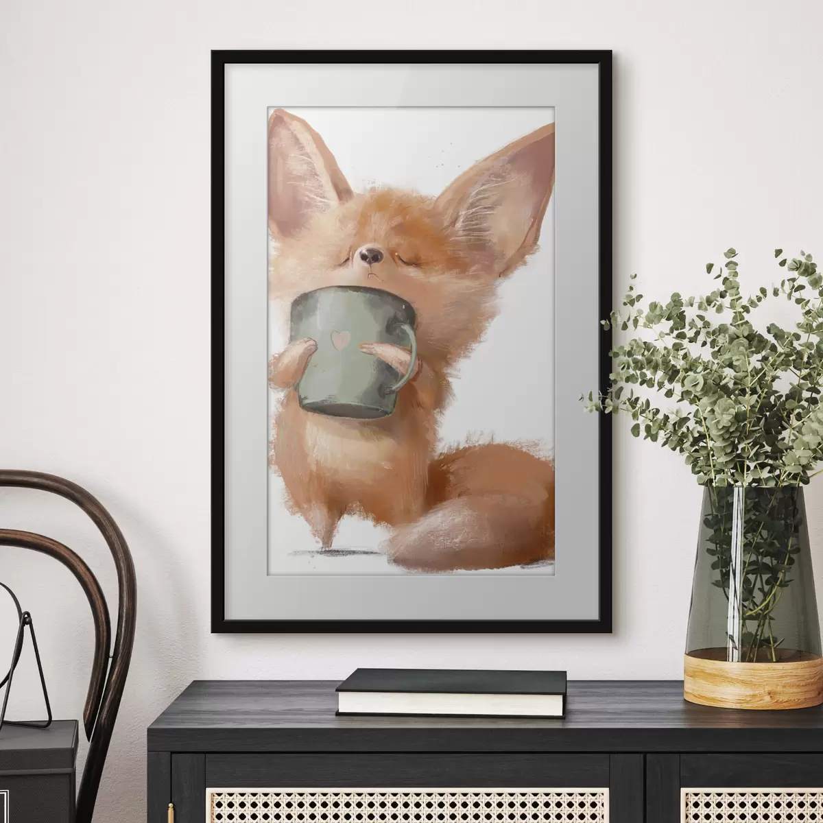 Poster Renard roux et café f35008