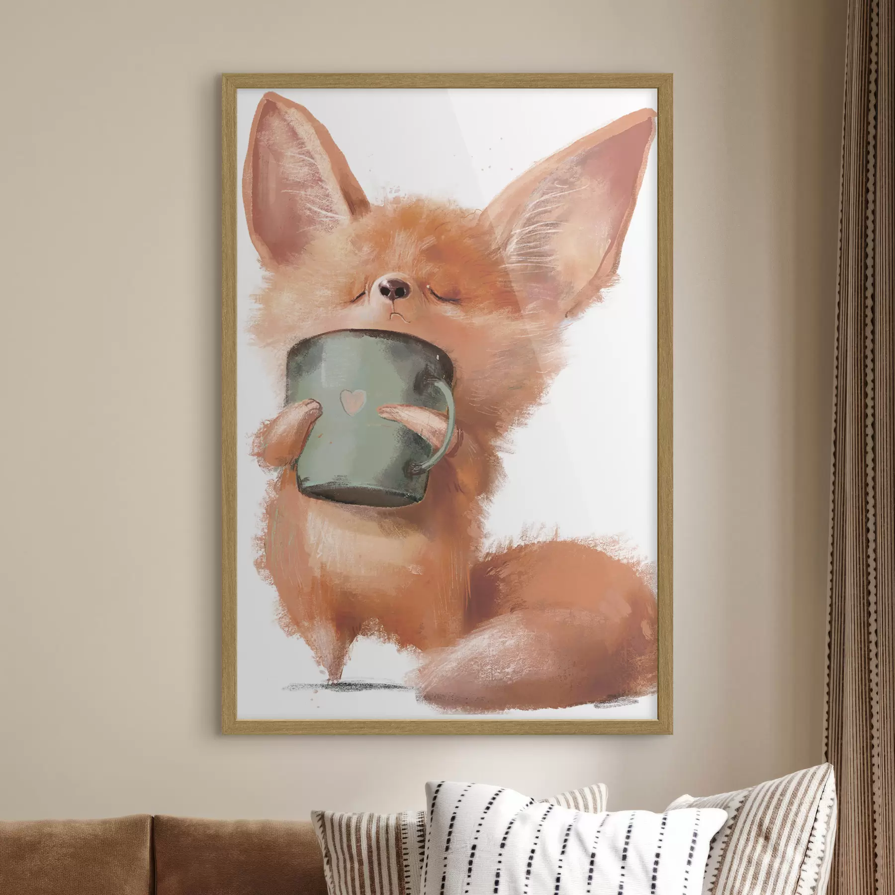 Papier peint Renard roux et café f35008