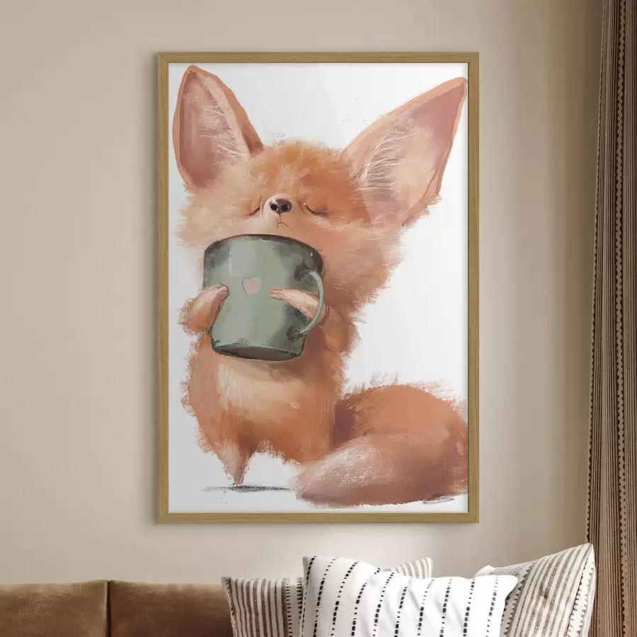 Papier peint Renard roux et café f35008