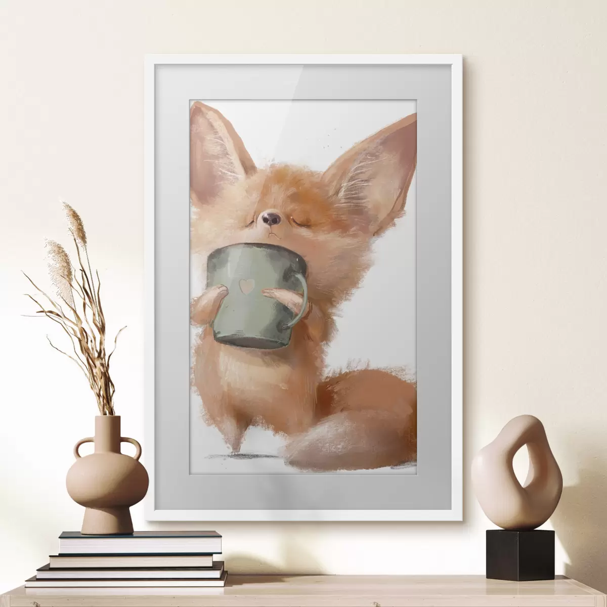 Poster Renard roux et café f35008