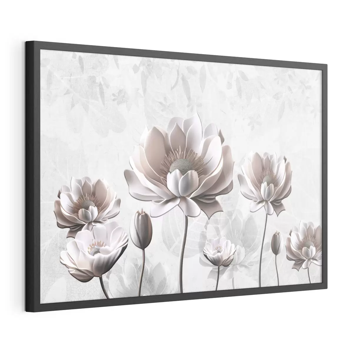 Poster Fleurs blanches sur fond blanc f35736