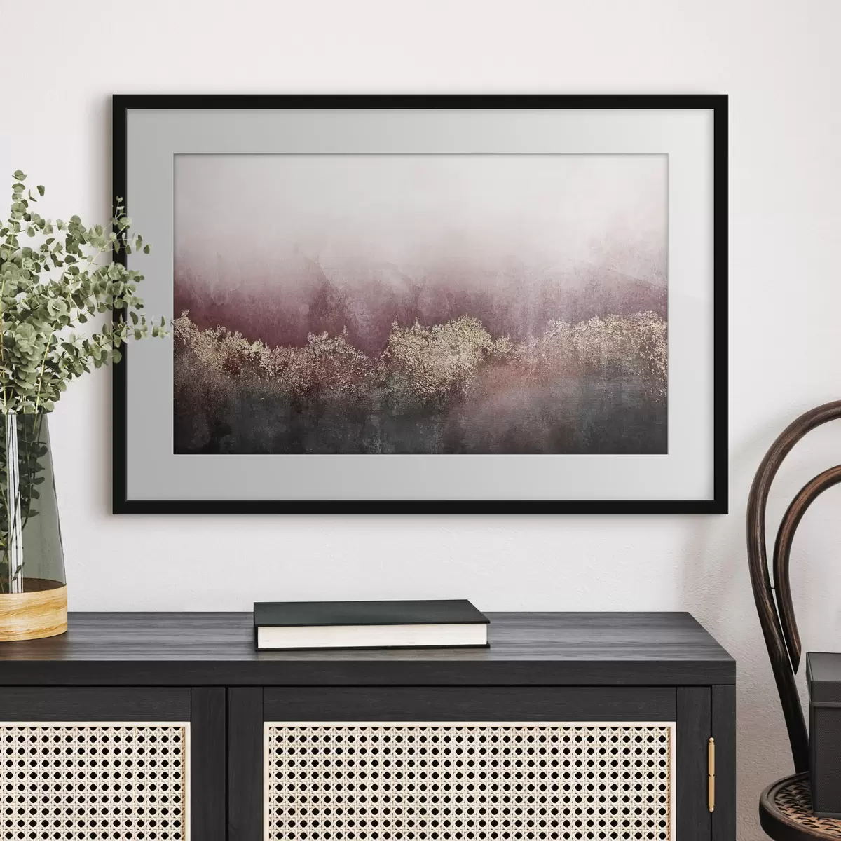 Poster Abstraction dans les tons bordeaux et noir f35844