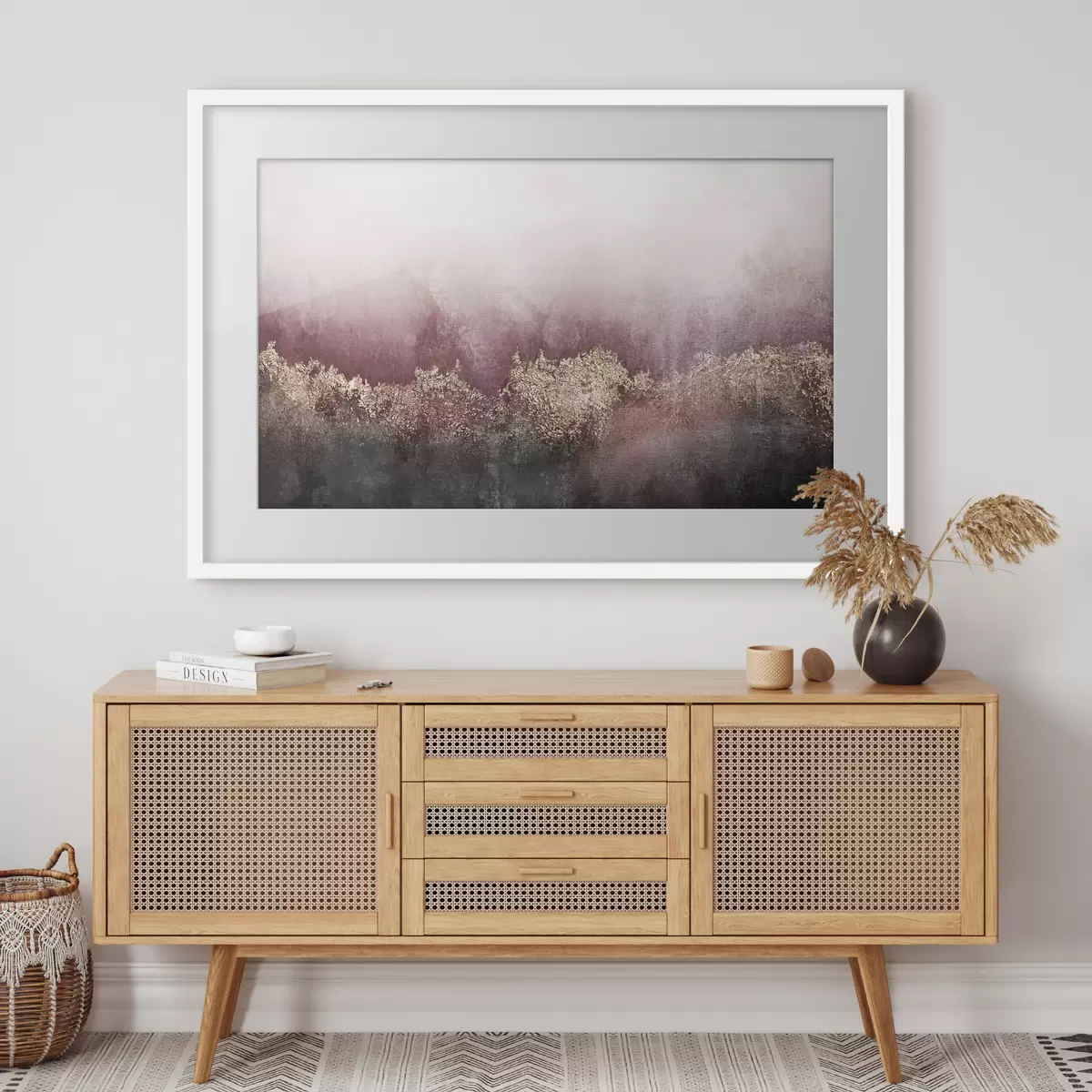 Poster Abstraction dans les tons bordeaux et noir f35844