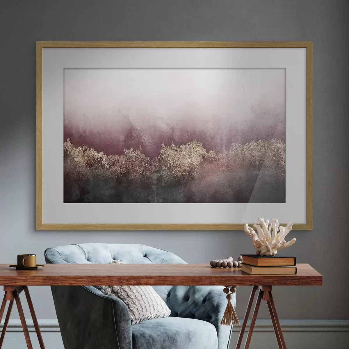 Poster Abstraction dans les tons bordeaux et noir f35844