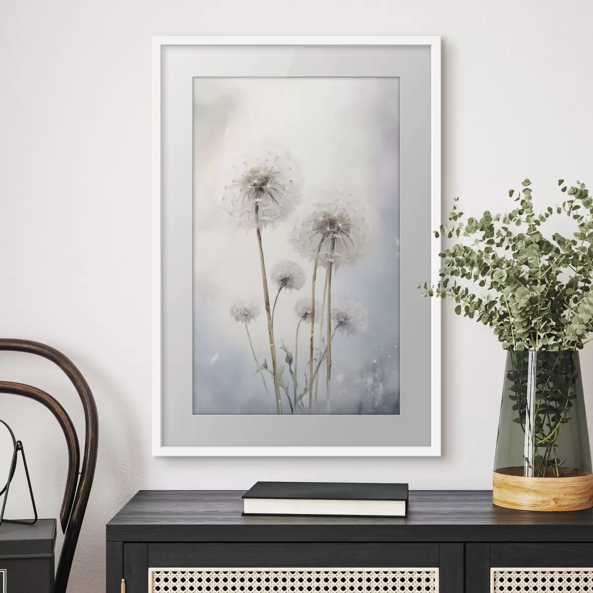 Poster Oreilles blanches et duveteuses à l'aquarelle f35907