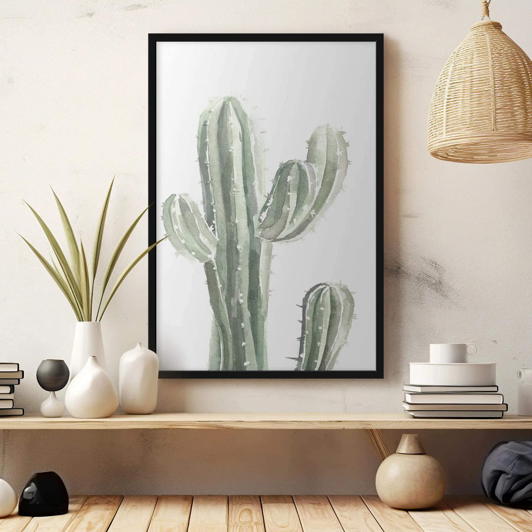 Papier peint Aquarelle de cactus sur fond blanc f36267