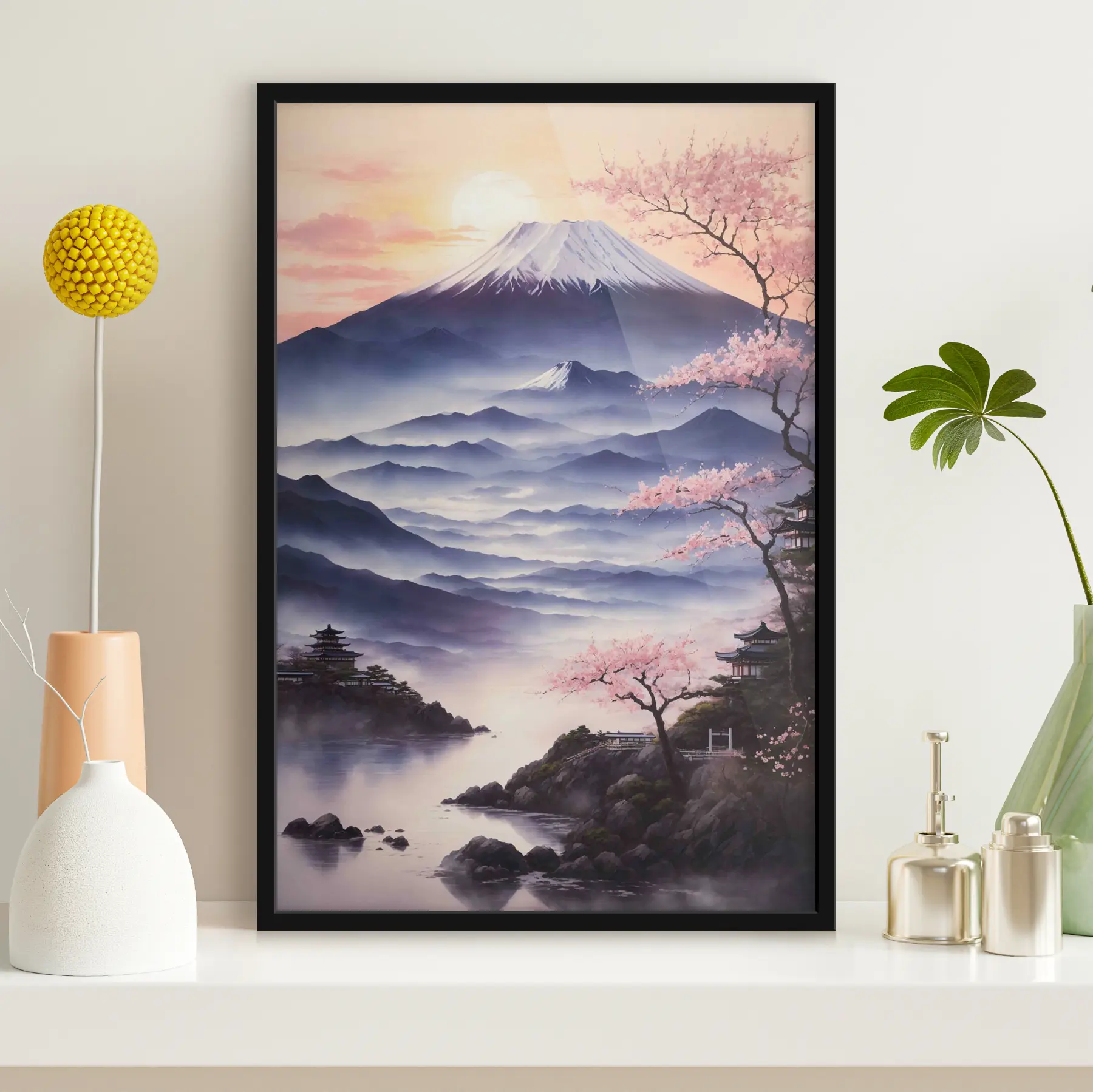 Papier peint Vue d'un volcan calme au sommet enneigé f36233