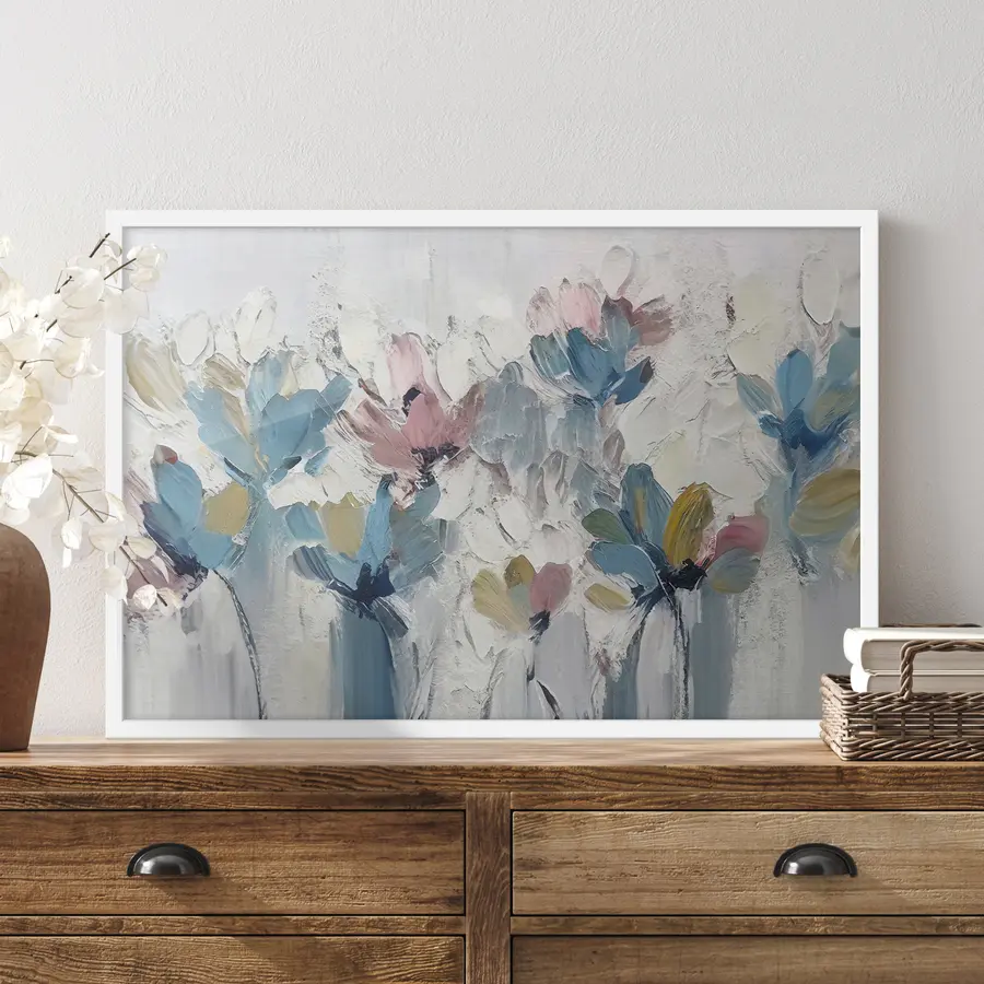 Papier peint Bouquet bleu et rose f36195