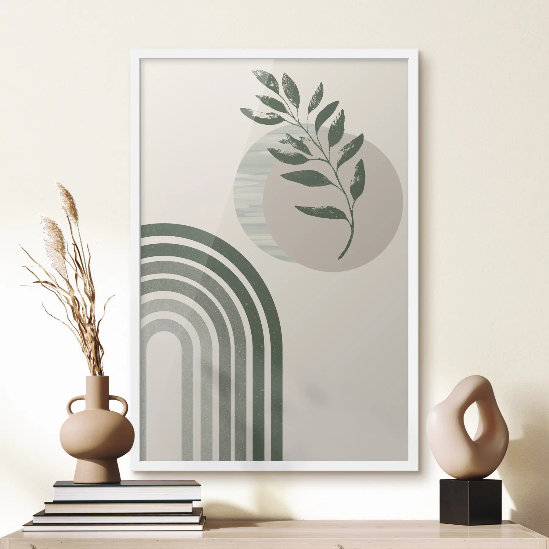 Papier peint Arche verte et rameau f36176