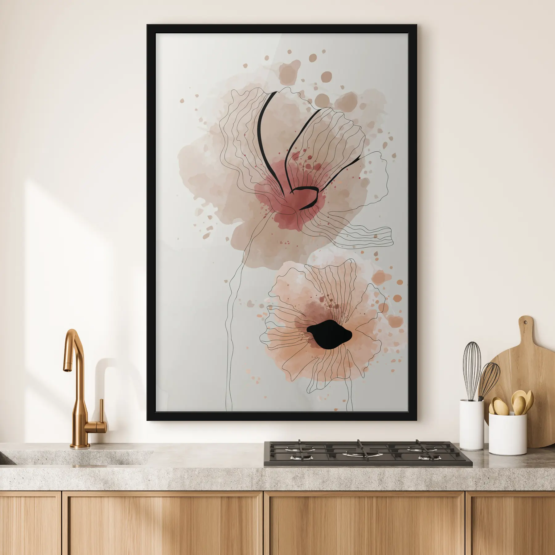 Papier peint Peinture à l'aquarelle de fleurs abstraites avec un fard à joues rose f36137