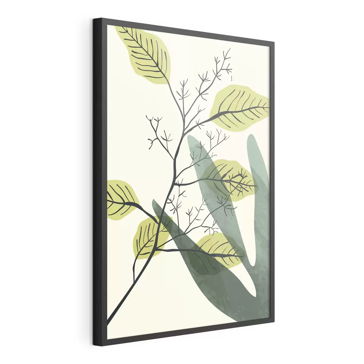 Poster Peinture à l'aquarelle d'une branche avec des feuilles jaunes f36134
