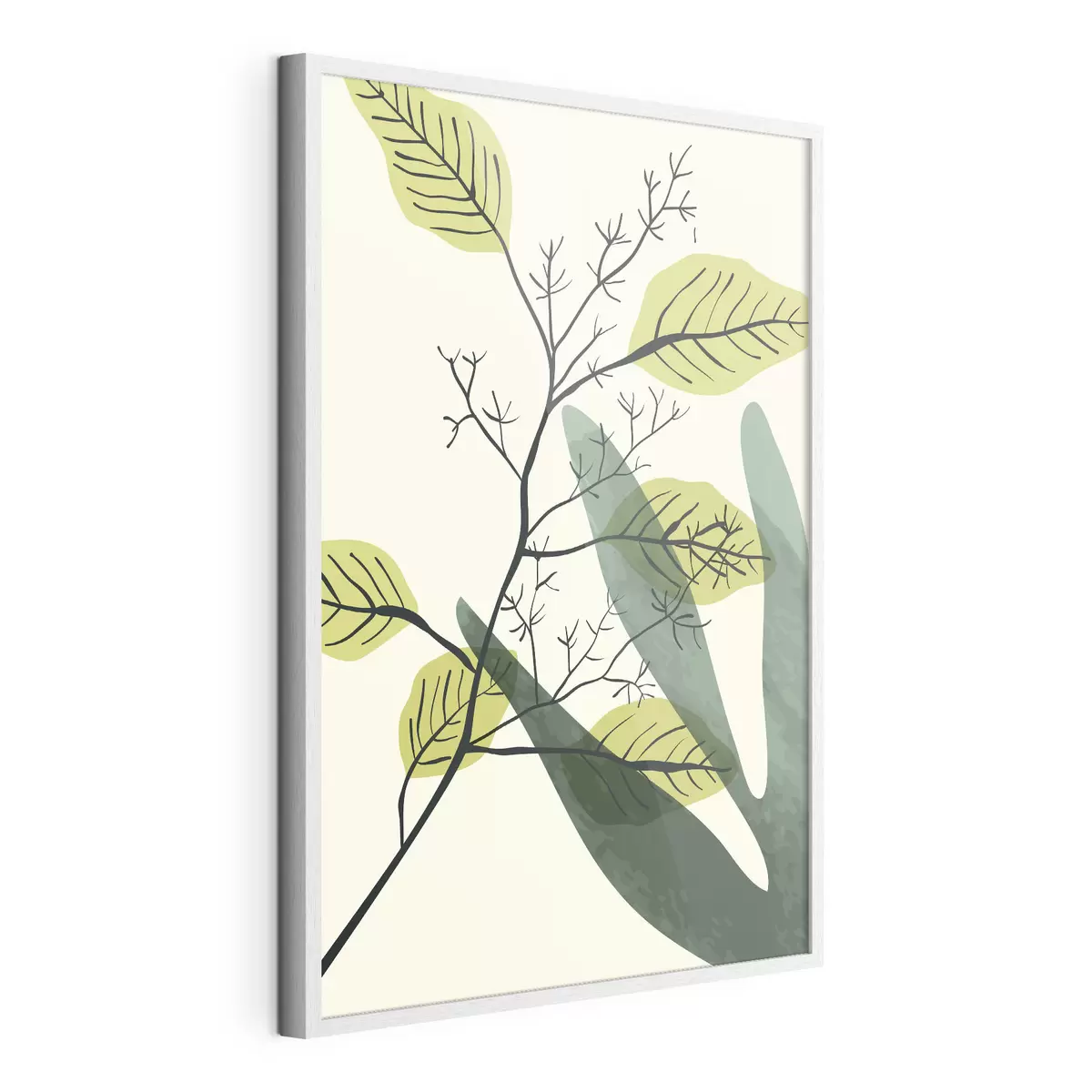 Poster Peinture à l'aquarelle d'une branche avec des feuilles jaunes f36134