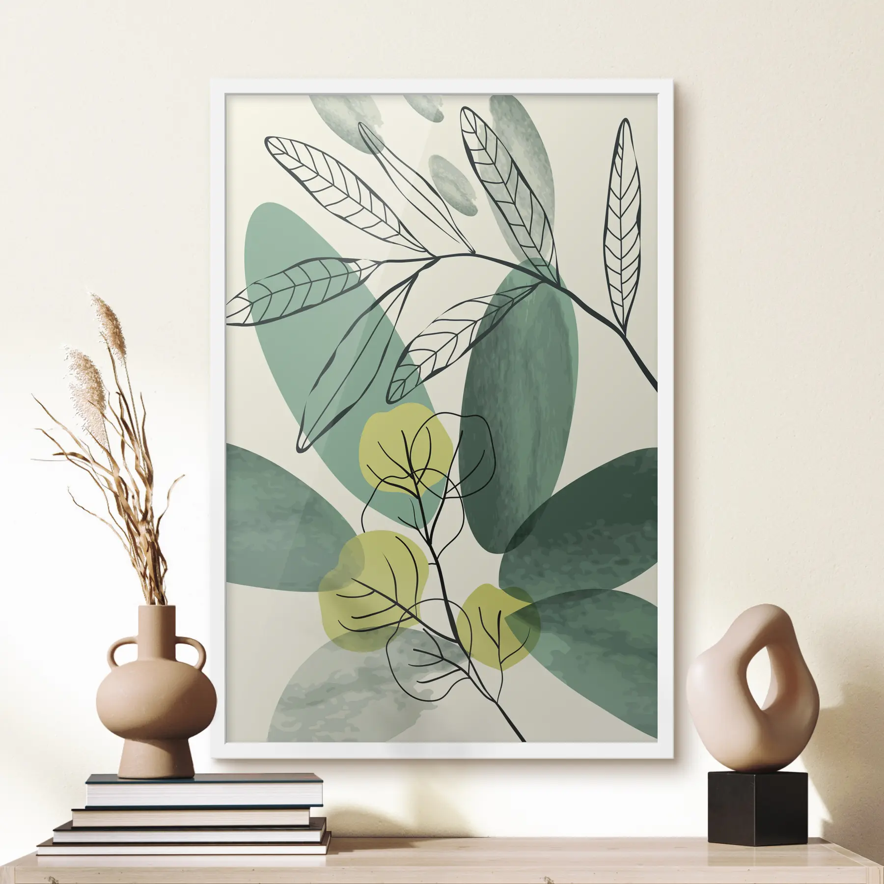 Papier peint Dessin à l'aquarelle de feuilles boho f36106