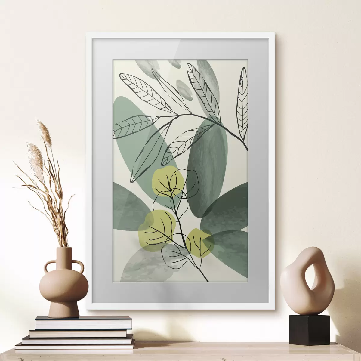 Poster Dessin à l'aquarelle de feuilles boho f36106