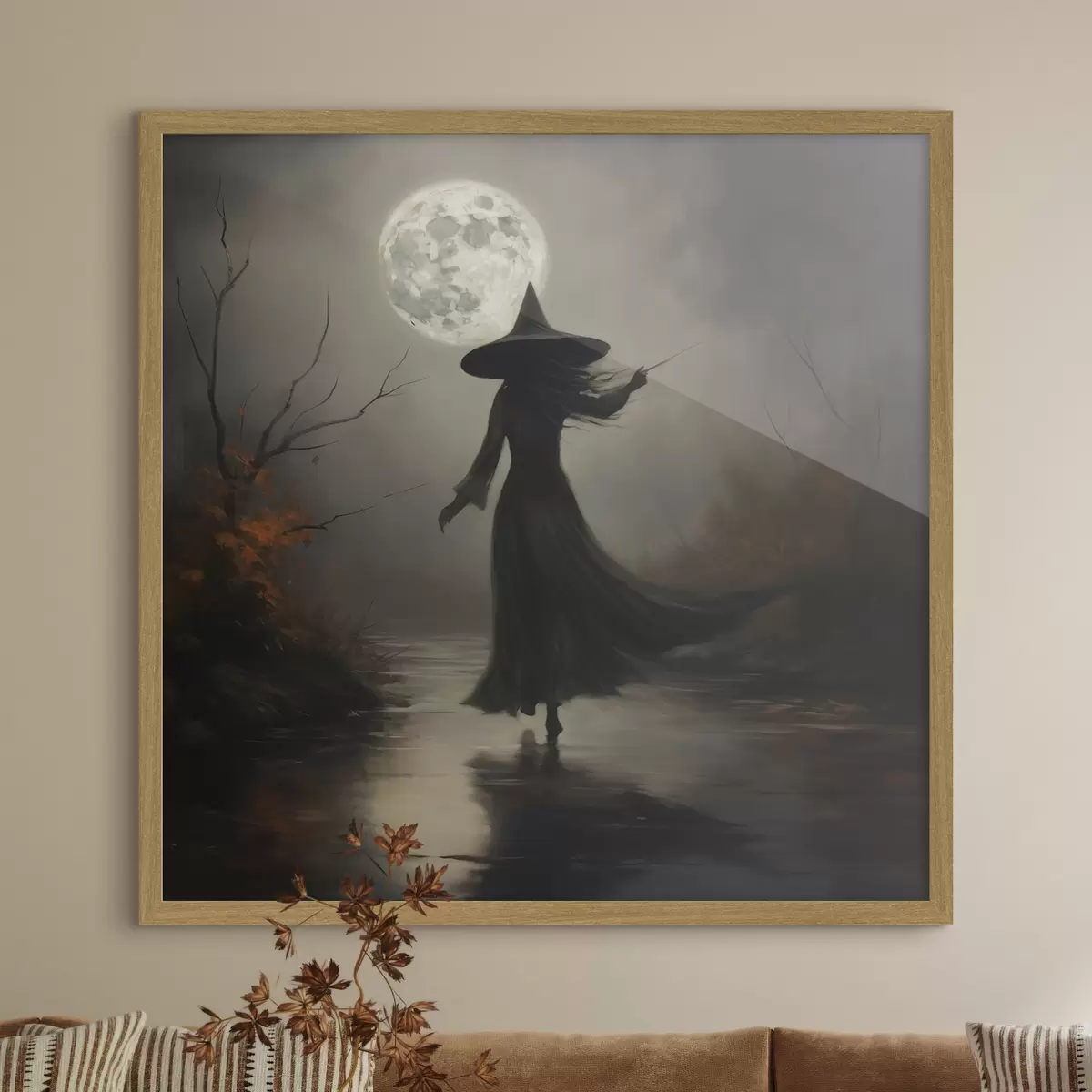 Poster Halloween 🎃 Pleine lune et sorcière f35970