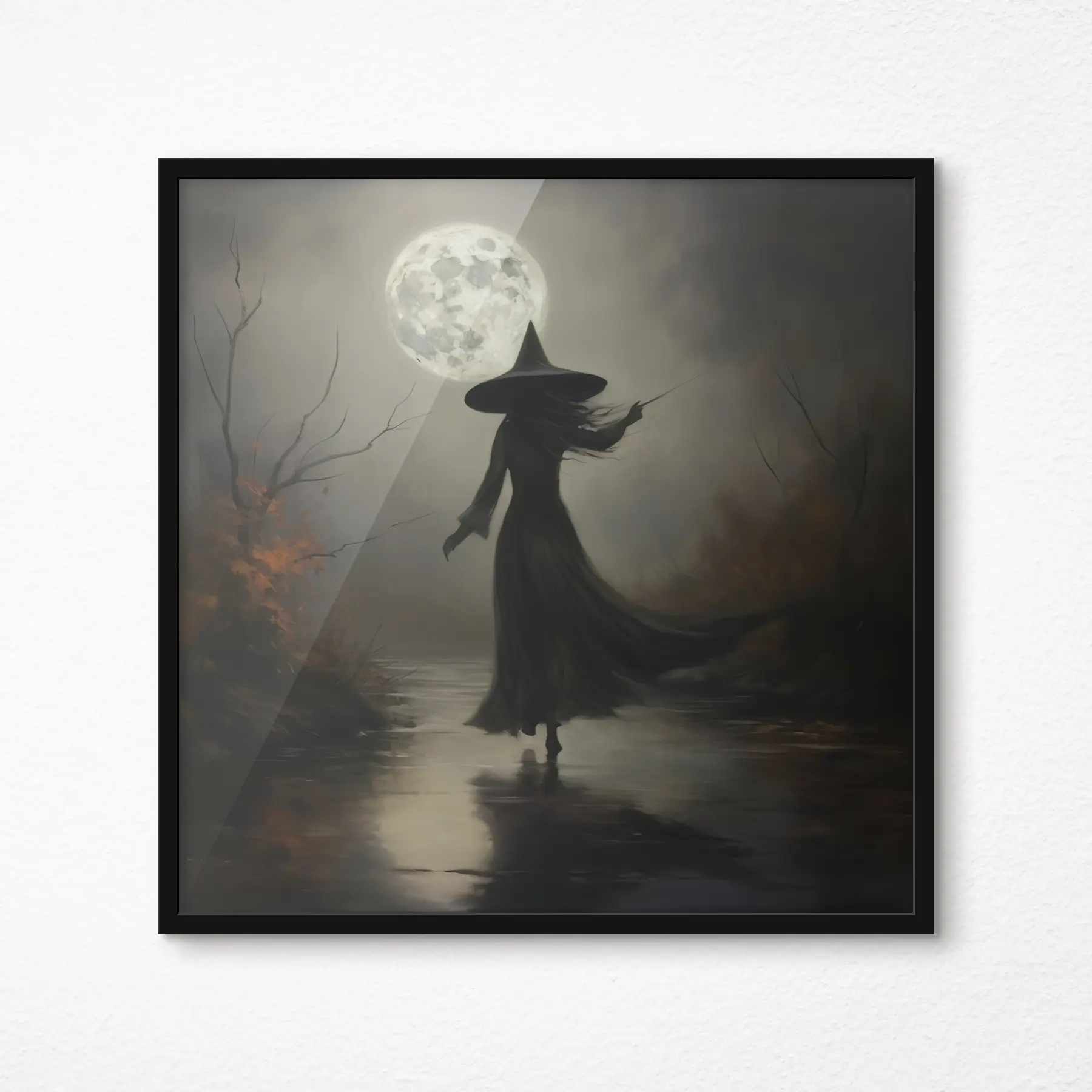 Papier peint Halloween 🎃 Pleine lune et sorcière f35970