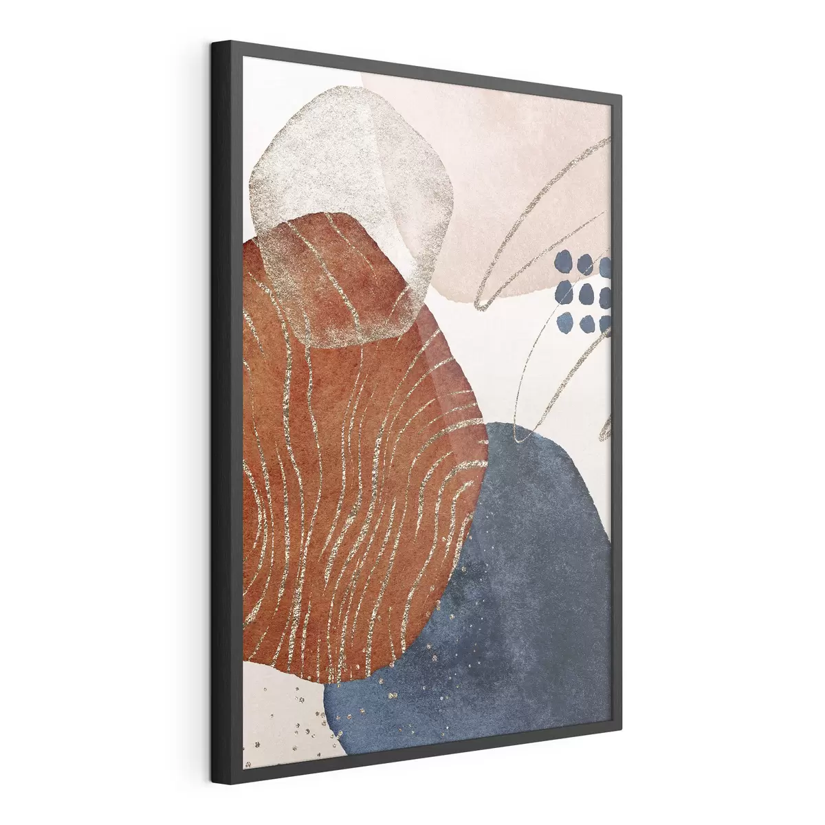 Poster Beige, rouge et bleu sur fond blanc f35956