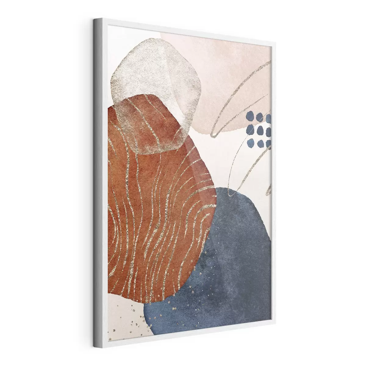 Poster Beige, rouge et bleu sur fond blanc f35956