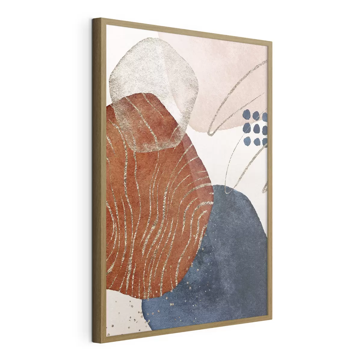 Poster Beige, rouge et bleu sur fond blanc f35956