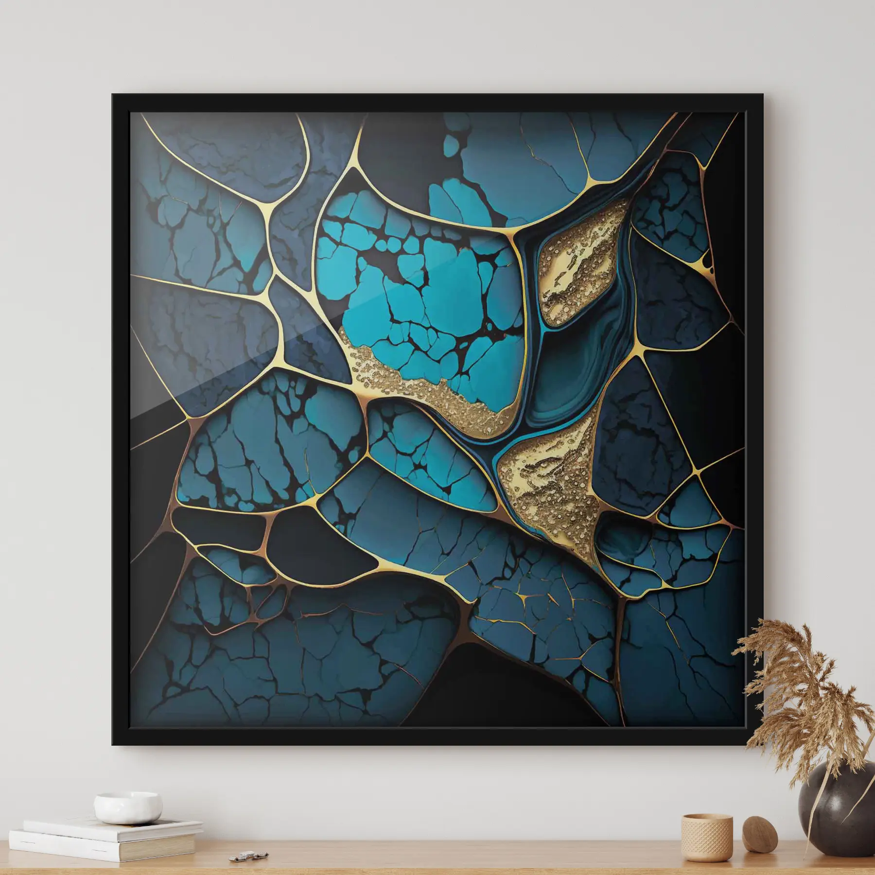 Papier peint Luxueux fond abstrait de marbre bleu cobalt en 3D f35415