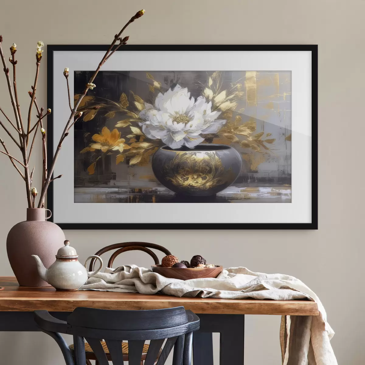 Poster Fleur blanche en vase sombre f35388