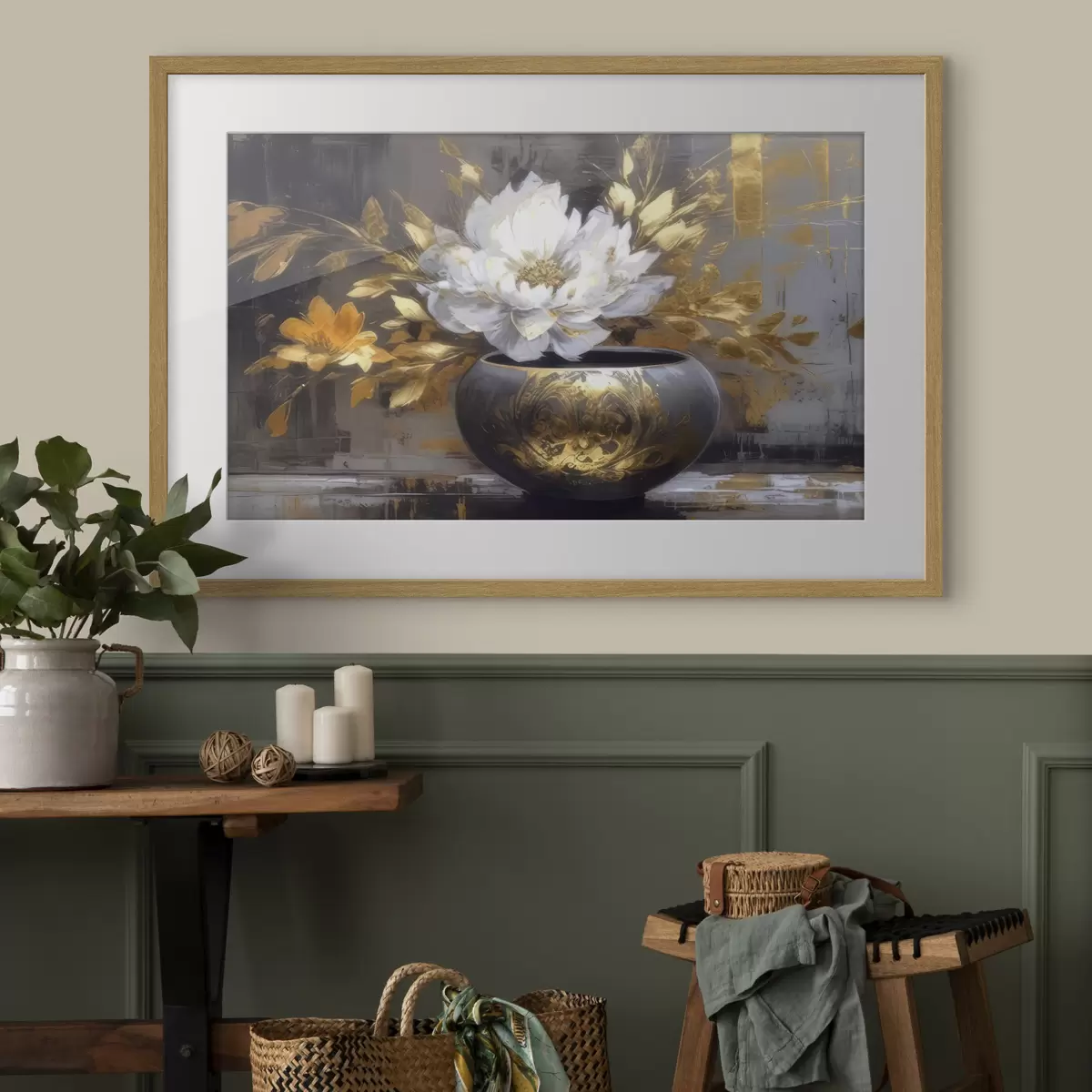 Poster Fleur blanche en vase sombre f35388