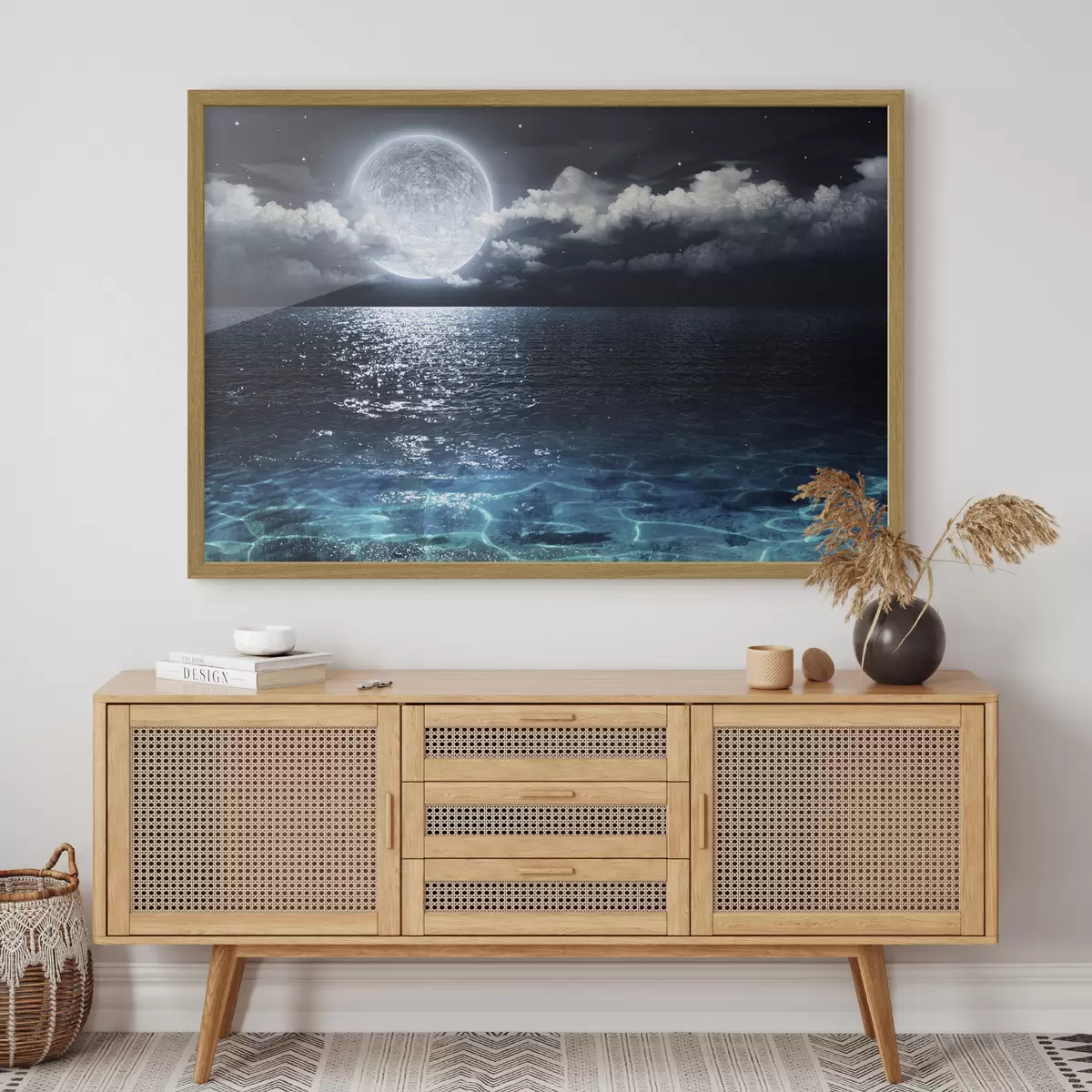 Poster Panorama pittoresque de la pleine lune en mer f35167