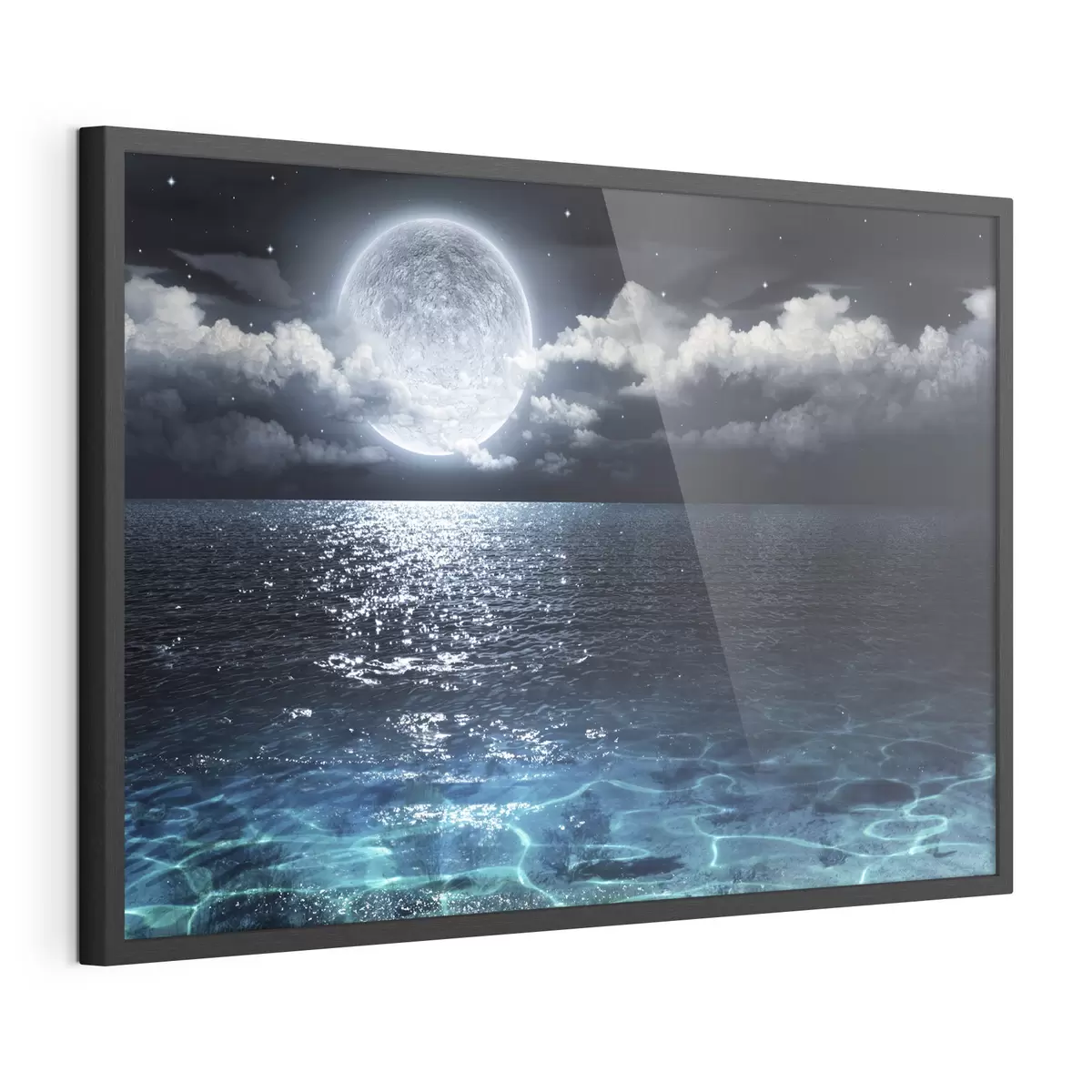 Poster Panorama pittoresque de la pleine lune en mer f35167