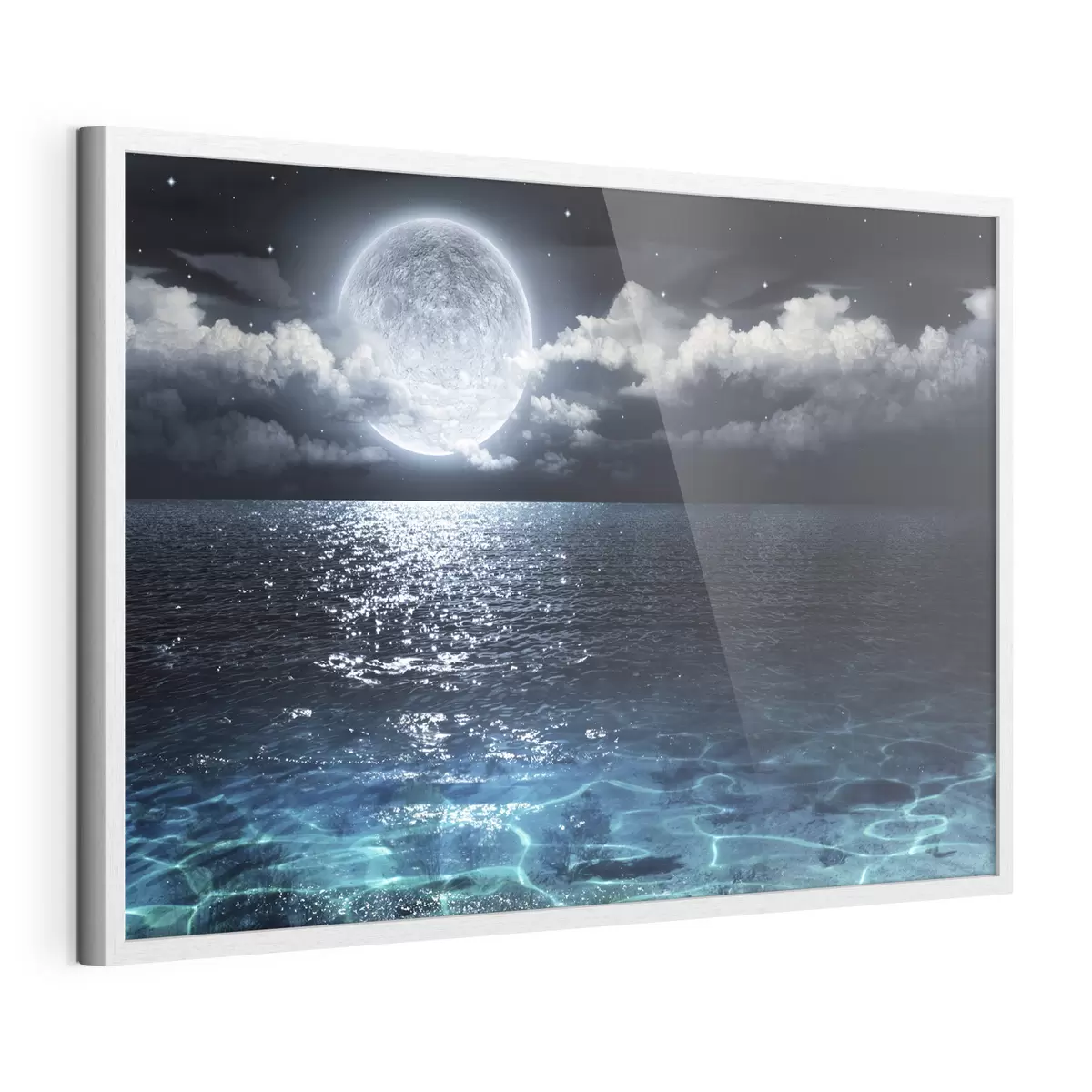 Poster Panorama pittoresque de la pleine lune en mer f35167