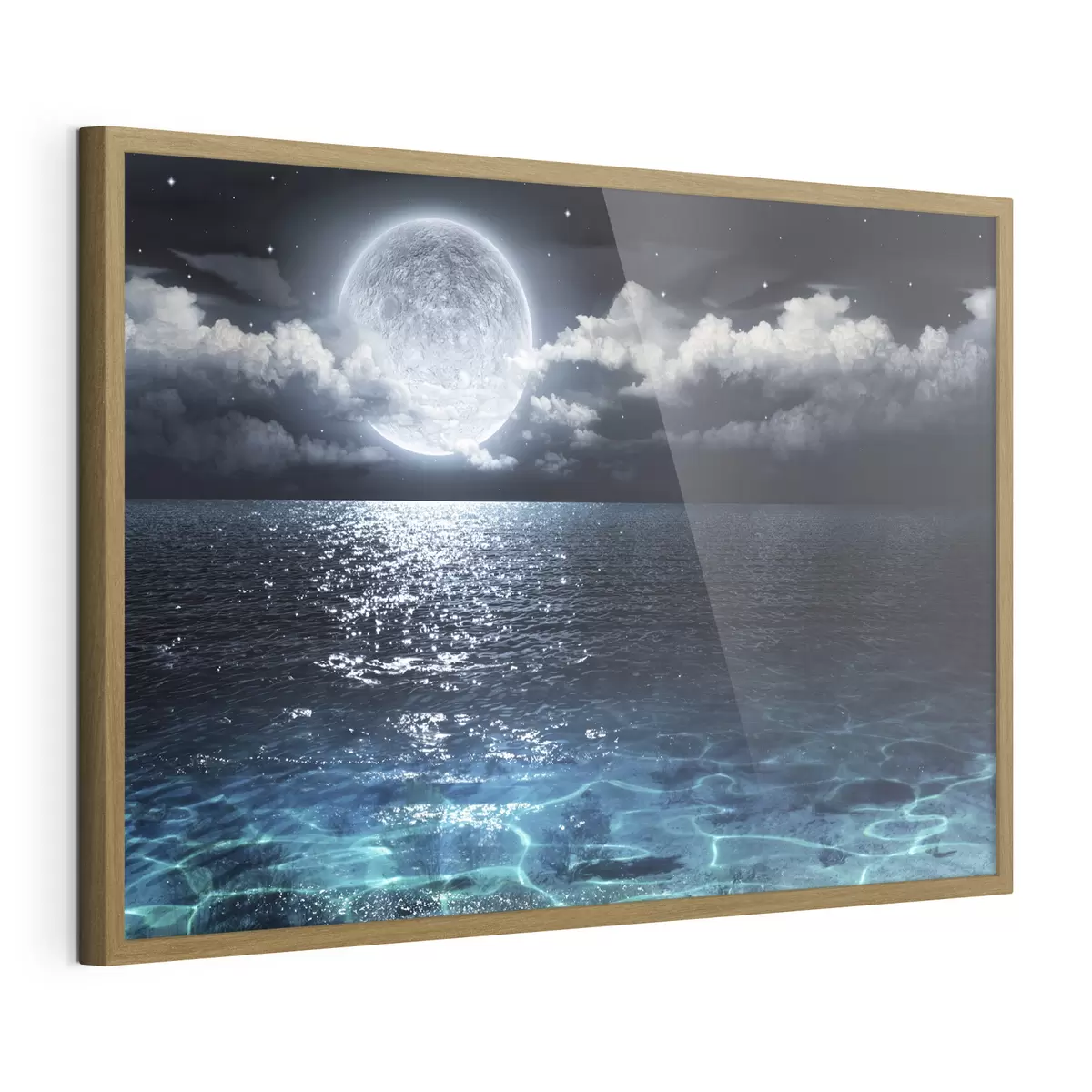 Poster Panorama pittoresque de la pleine lune en mer f35167