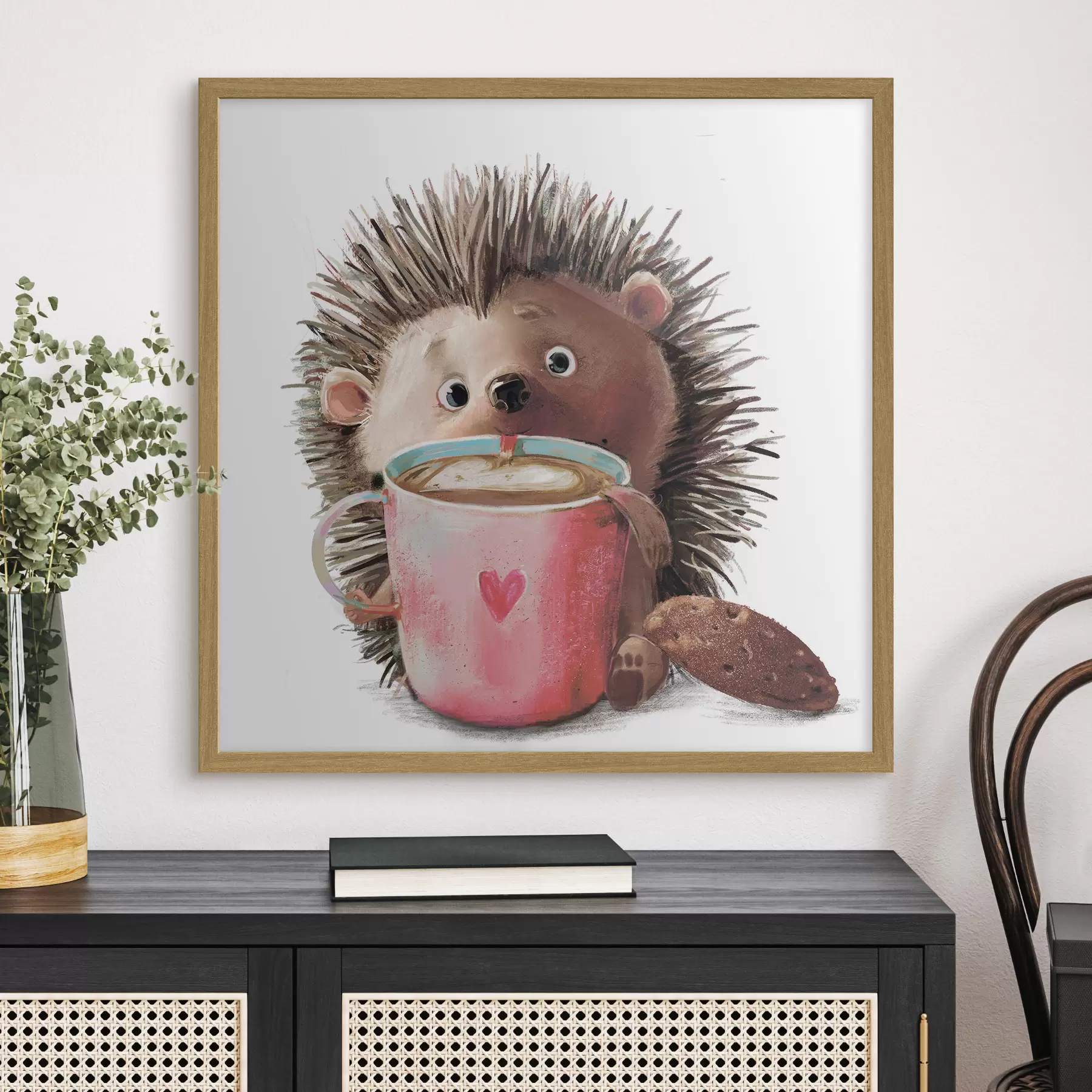Papier peint Hérisson et tasse de café f35039