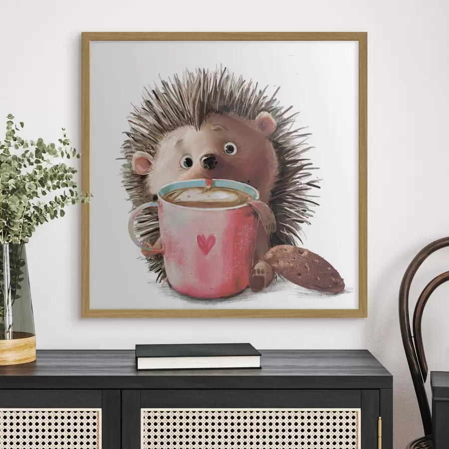 Papier peint Hérisson et tasse de café f35039