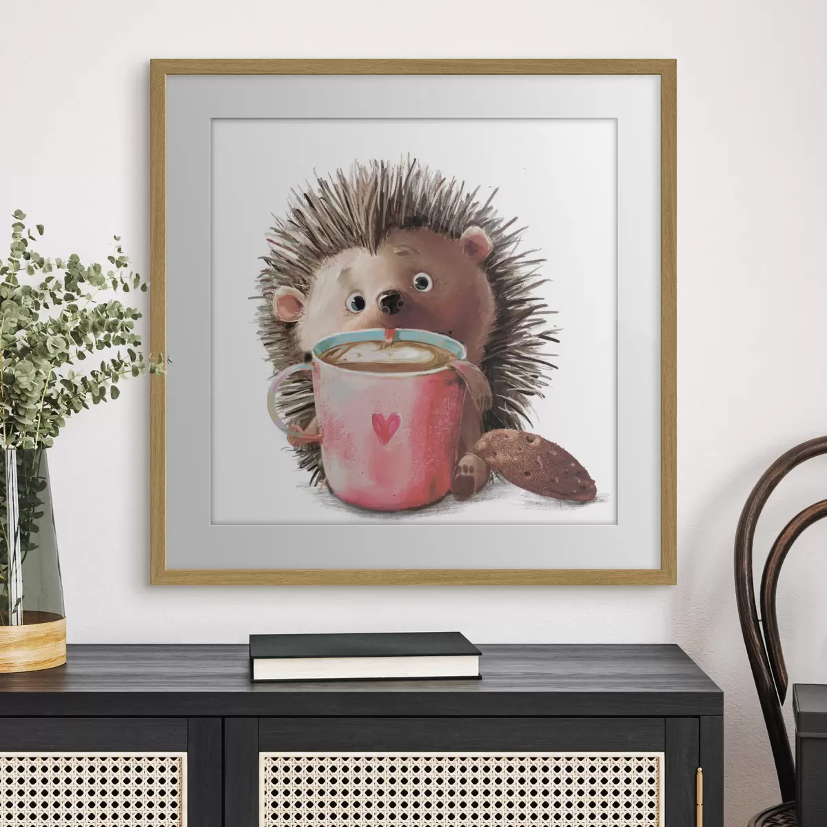 Poster Hérisson et tasse de café f35039