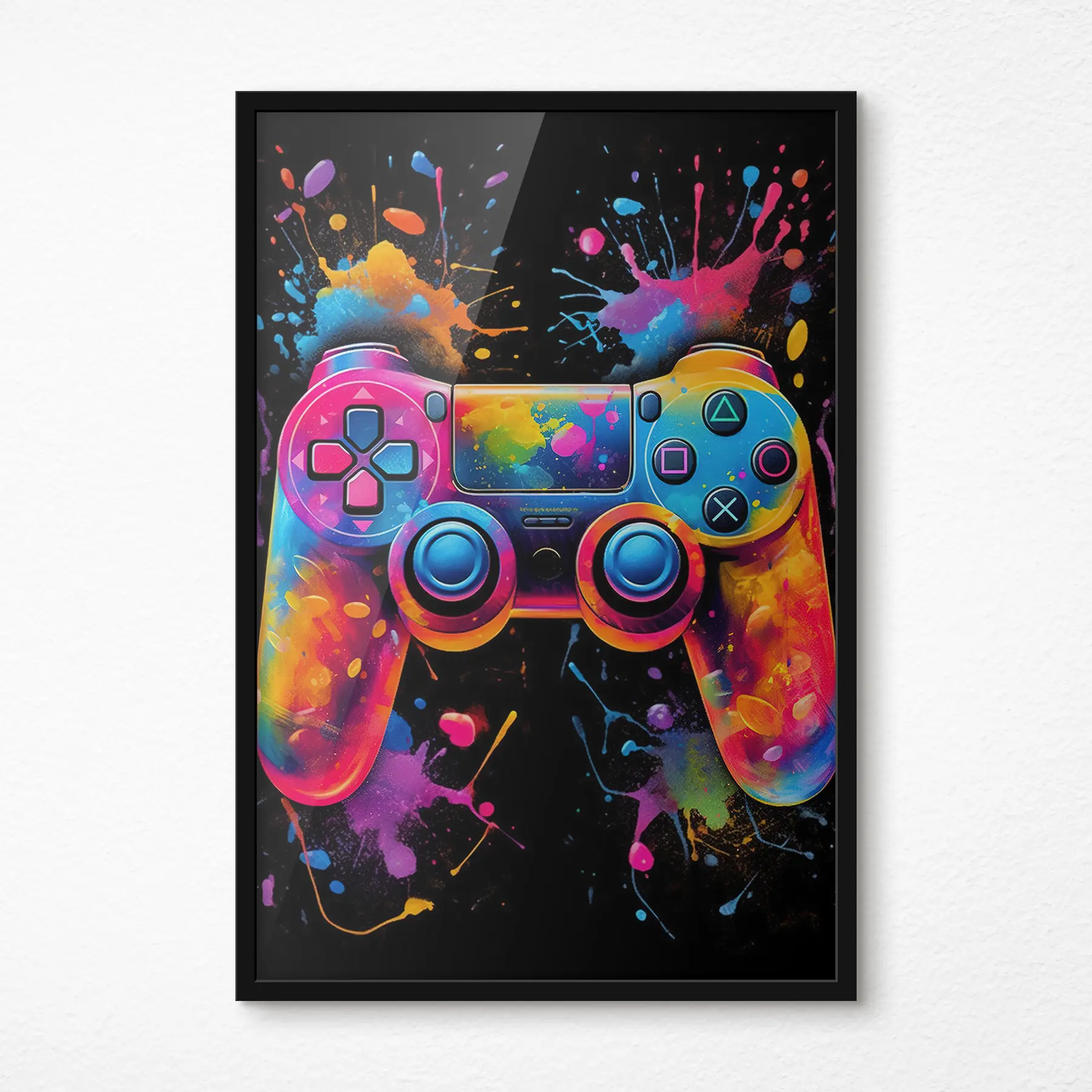 Tableau Manette de jeu et flux de peinture f34260