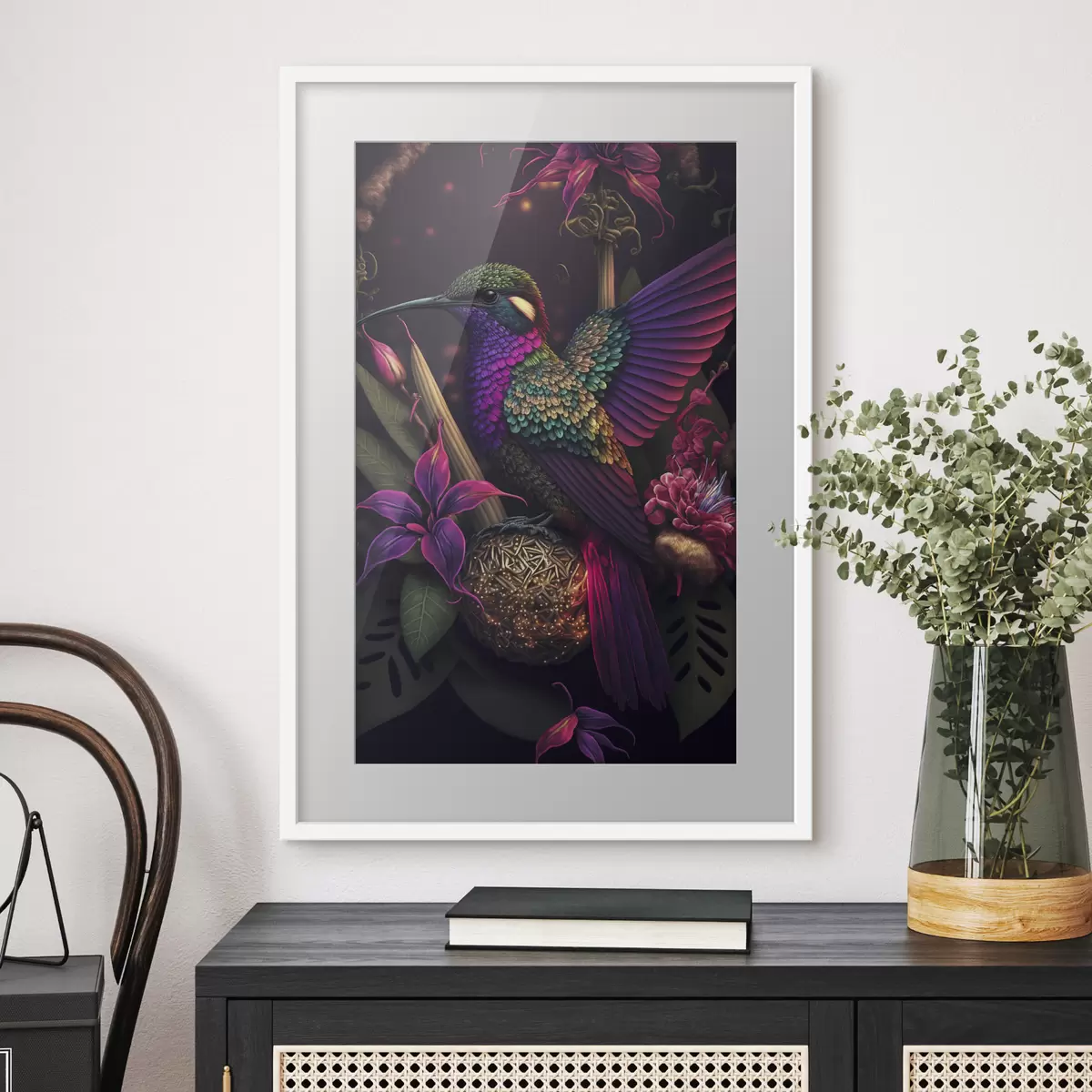 Poster Colibris et fleurs f33703
