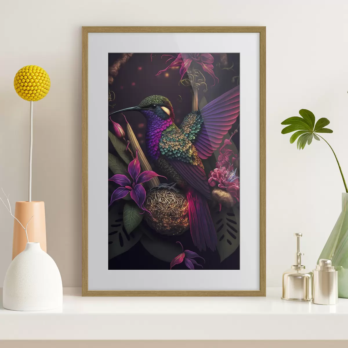 Poster Colibris et fleurs f33703