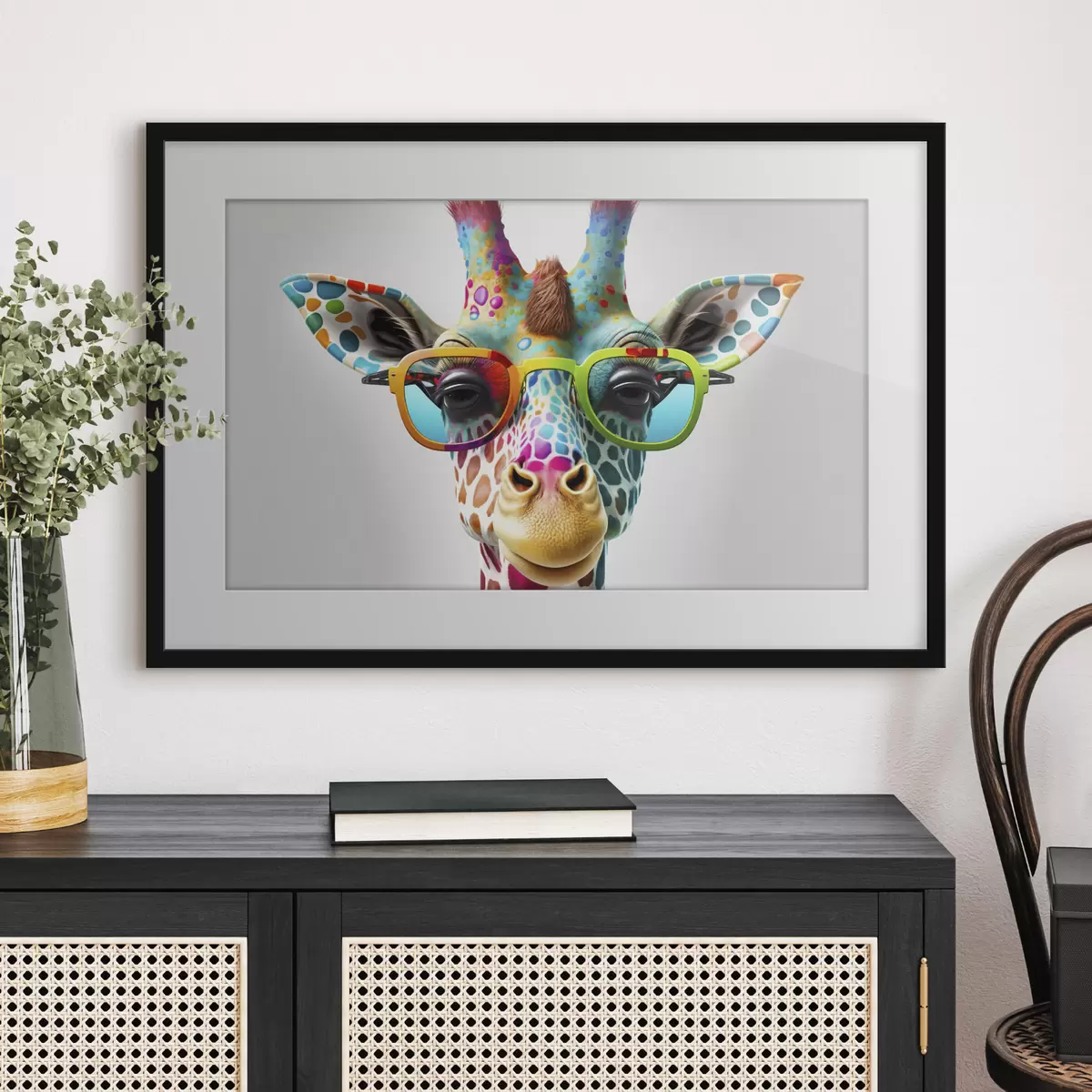 Poster Girafes colorées sur fond clair f33533