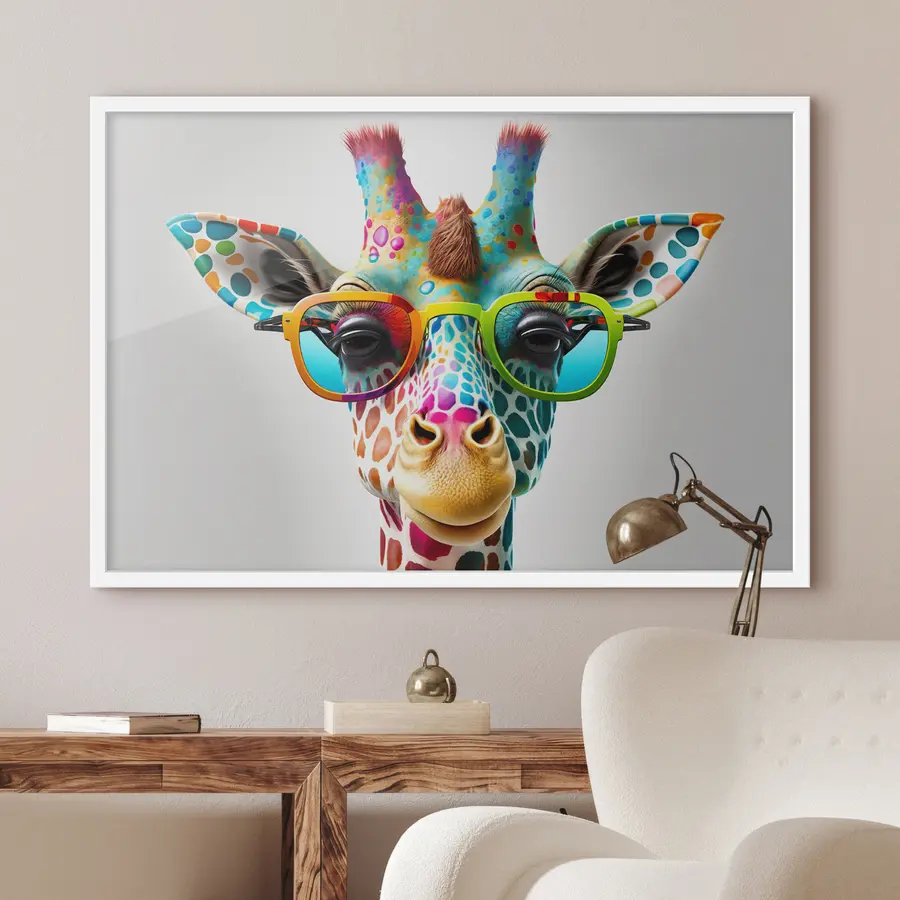 Papier peint Girafes colorées sur fond clair f33533