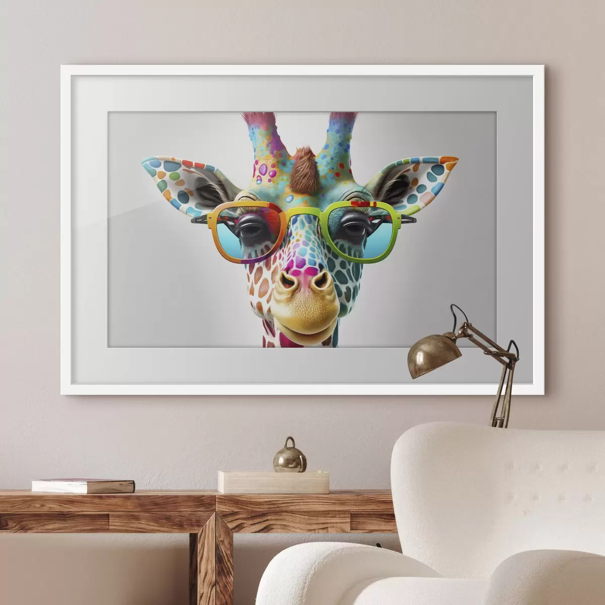 Poster Girafes colorées sur fond clair f33533