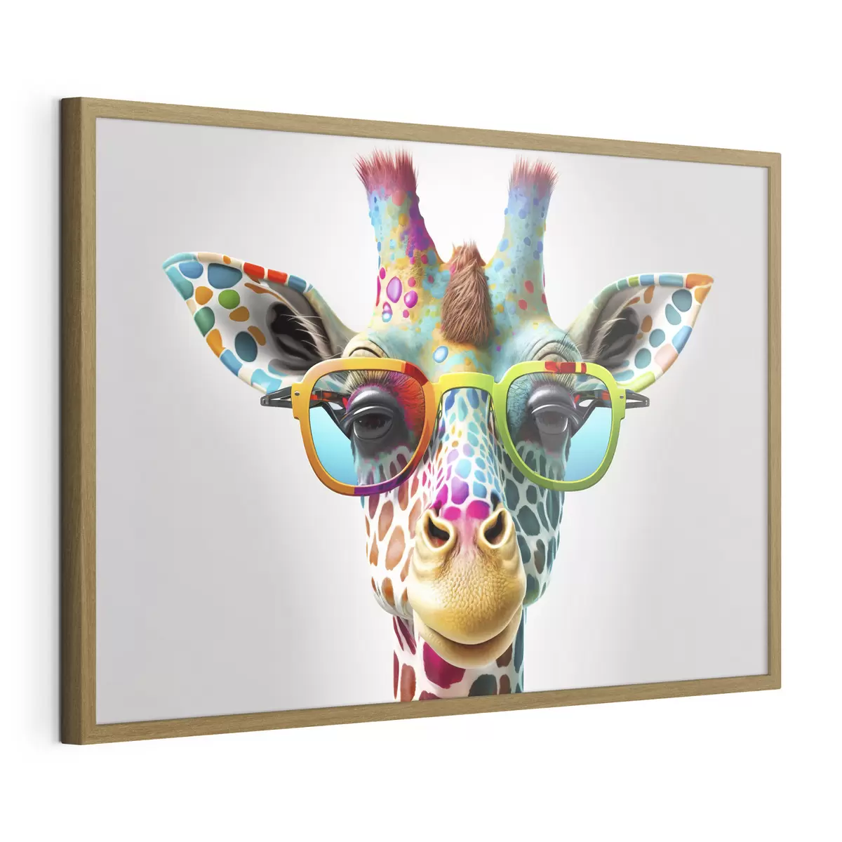 Poster Girafes colorées sur fond clair f33533