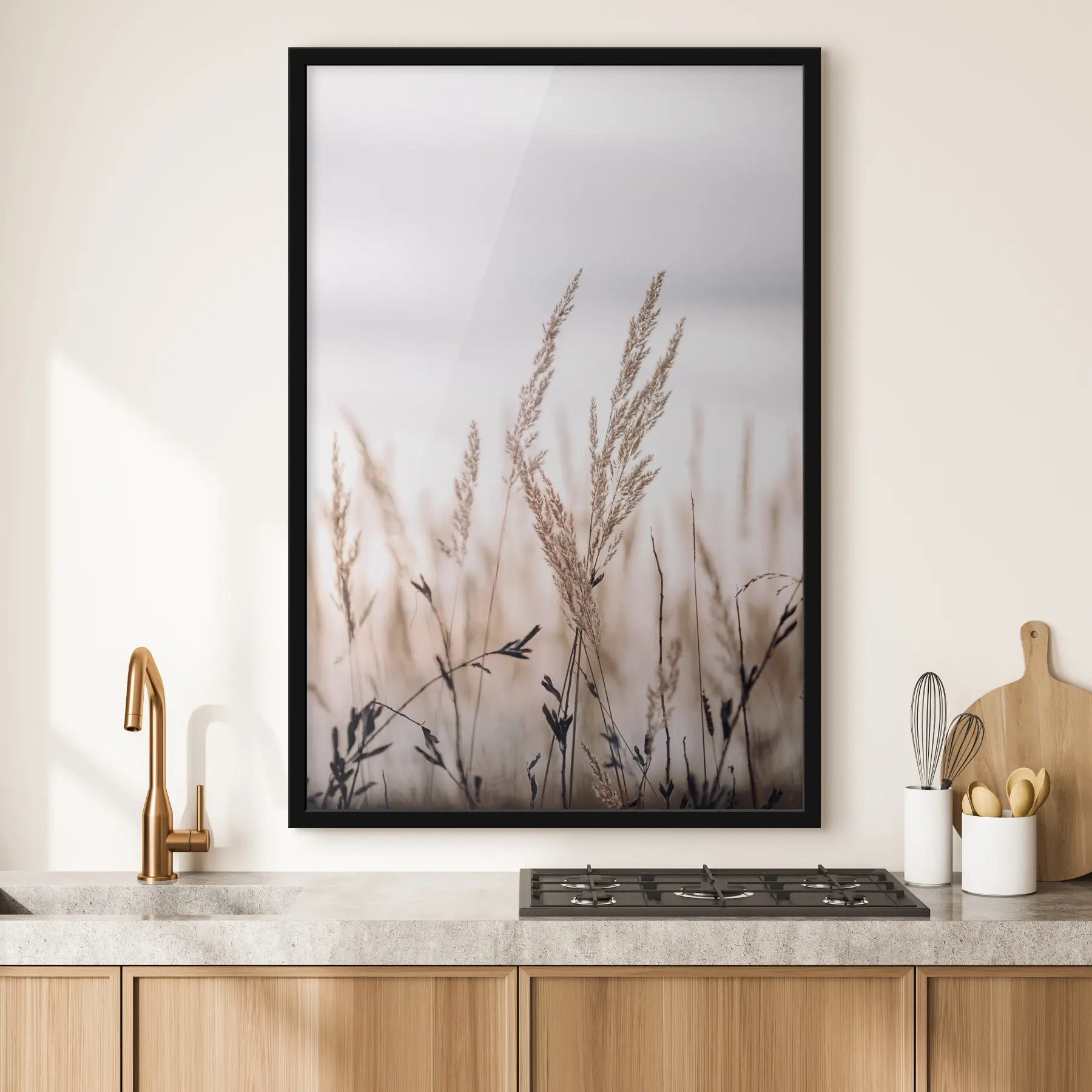 Tableau Vue rapprochée de la tige d'herbe sur le ciel f33070