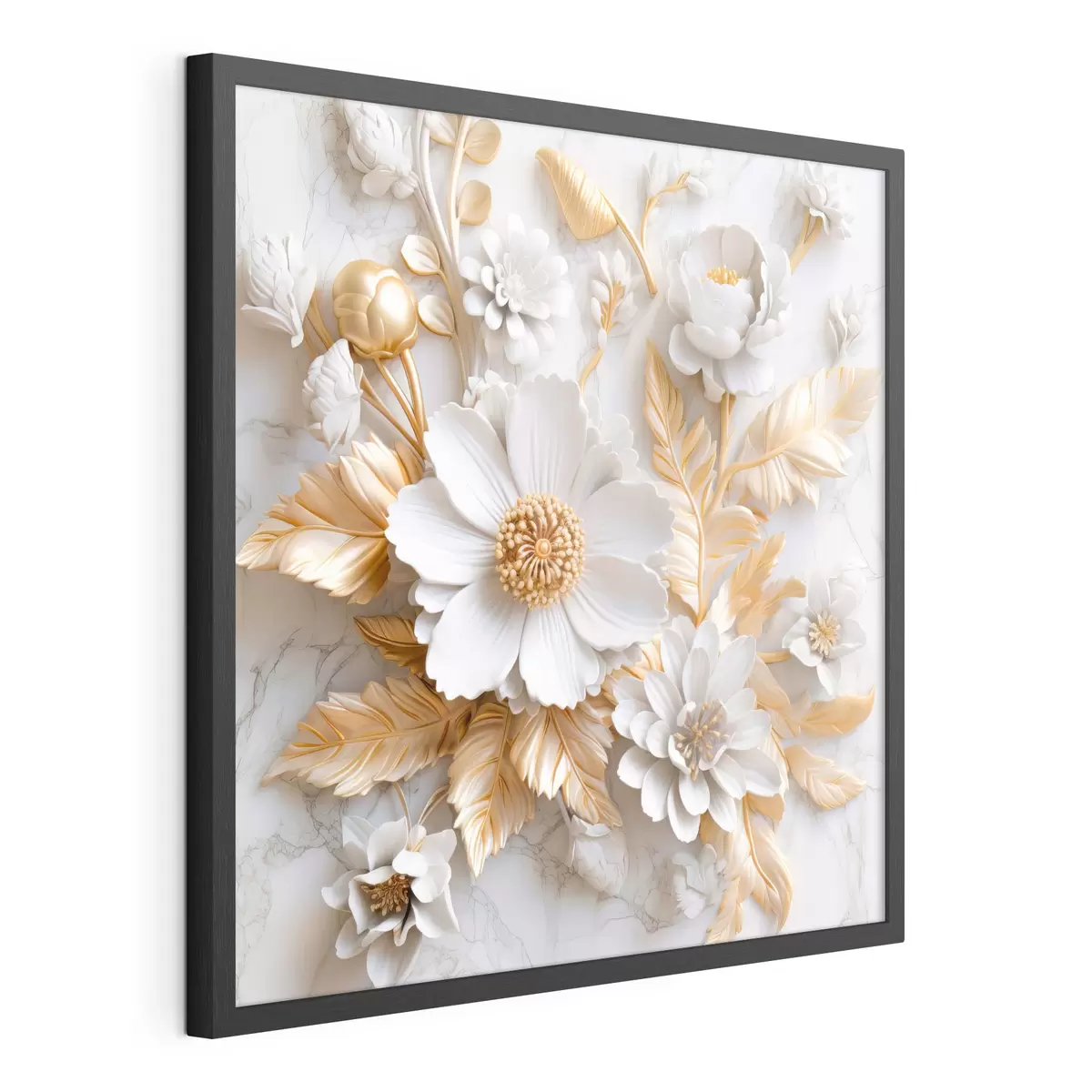 Poster Fleurs 3D sur marbre blanc f32778