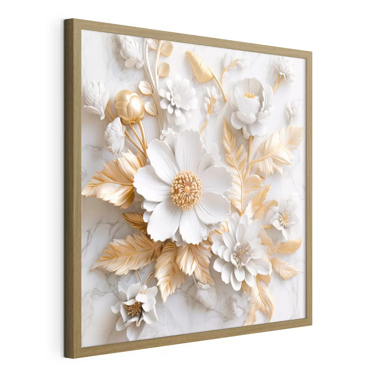 Poster Fleurs 3D sur marbre blanc f32778