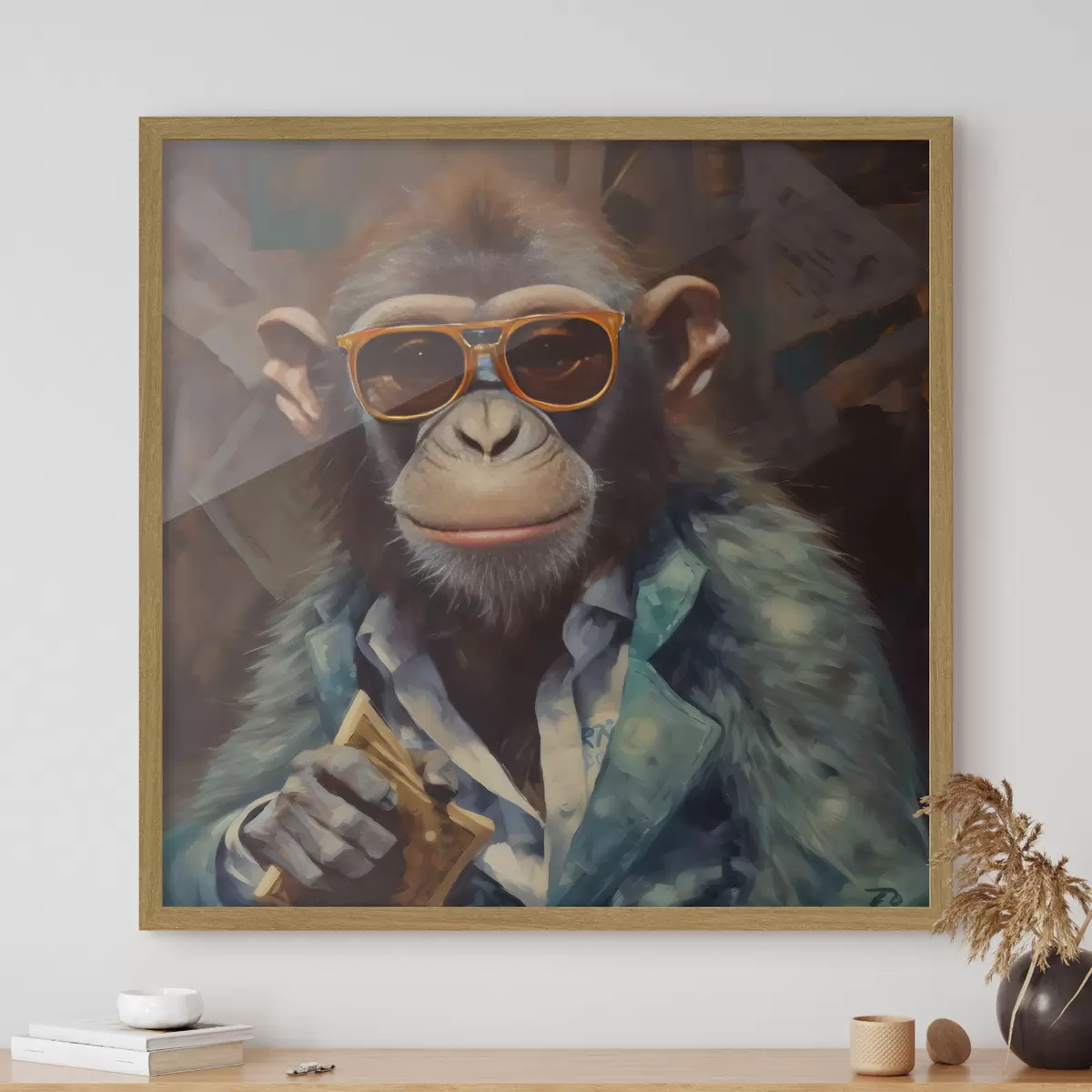 Poster Singe avec un portefeuille f32172
